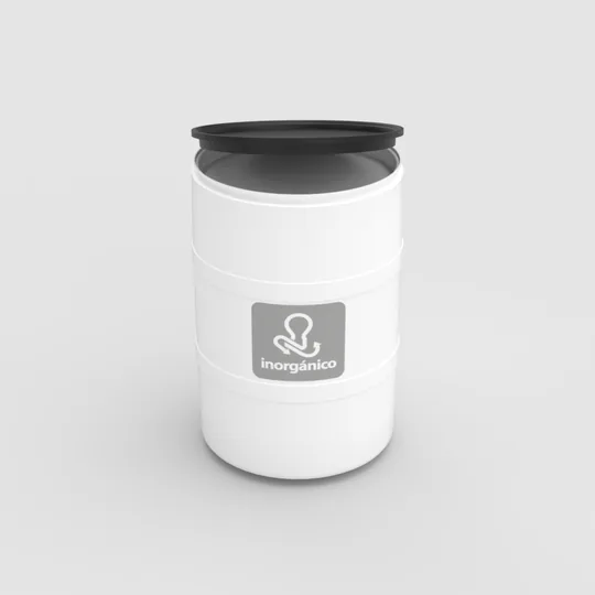 TAMBOR DE RECICLAJE BLANCO CON TAPA