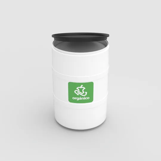 TAMBOR DE RECICLAJE BLANCO CON TAPA