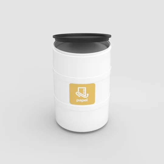 TAMBOR DE RECICLAJE BLANCO CON TAPA
