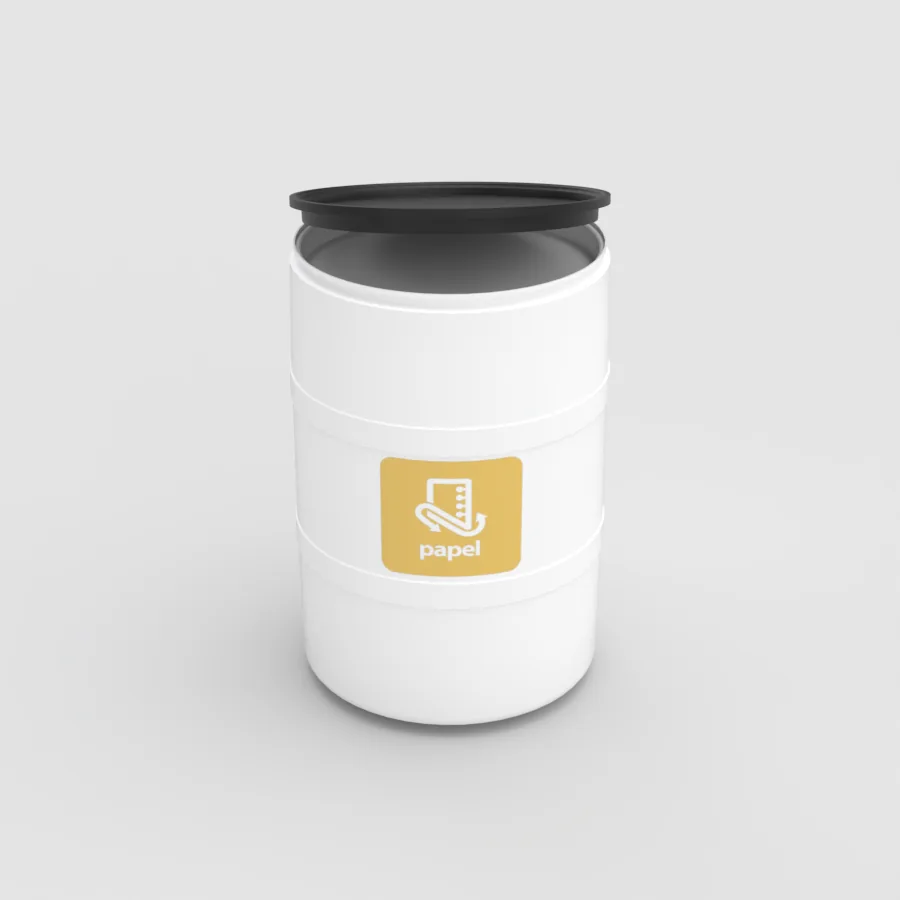TAMBOR DE RECICLAJE BLANCO CON TAPA