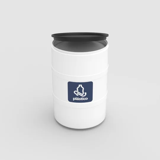 TAMBOR DE RECICLAJE BLANCO CON TAPA