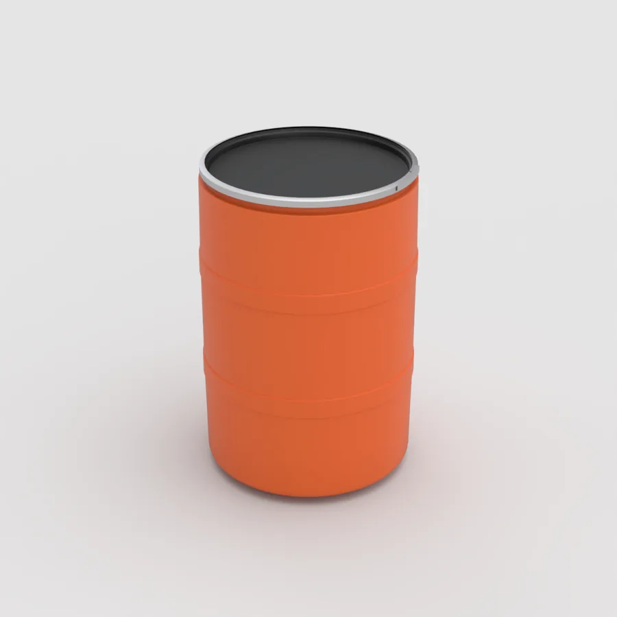 tambo-plastico-200-litros-abierto-naranja-tapa-negra-plastank