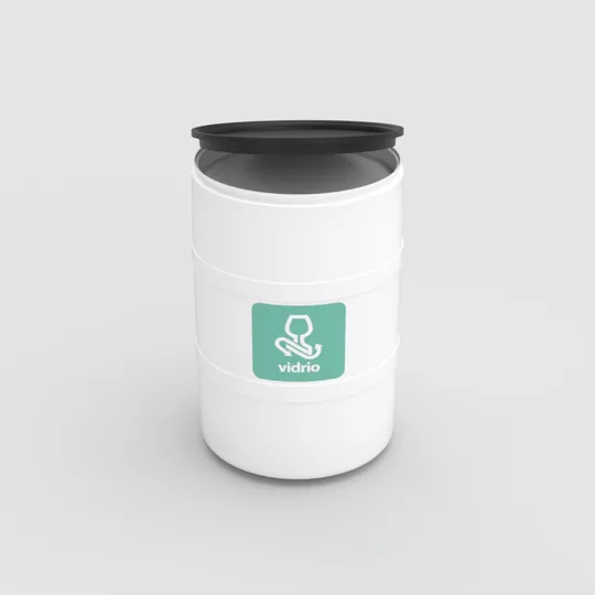 TAMBOR DE RECICLAJE BLANCO CON TAPA